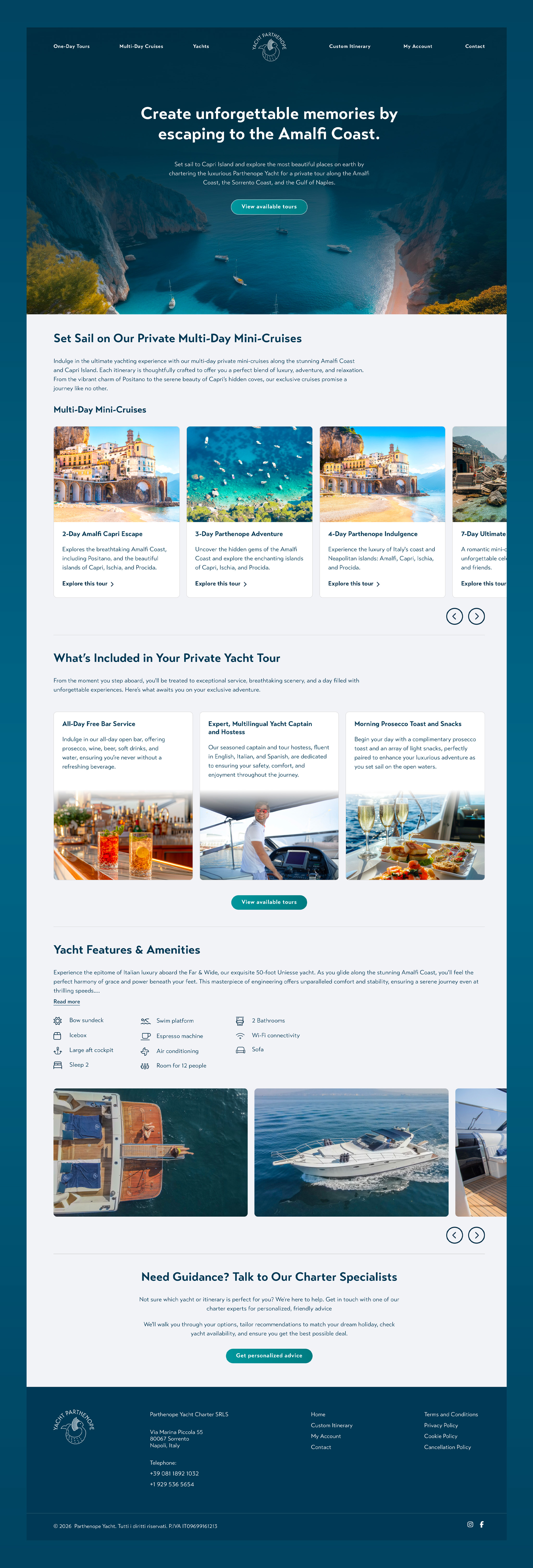 Yacht Parthenope desktop website screenshot
