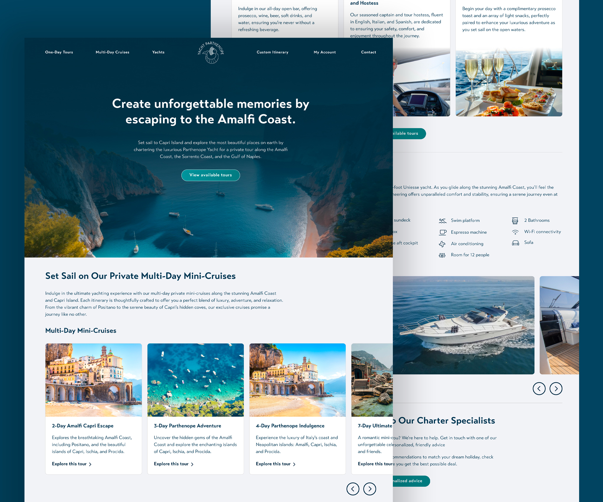 Yacht Parthenope desktop website screenshot