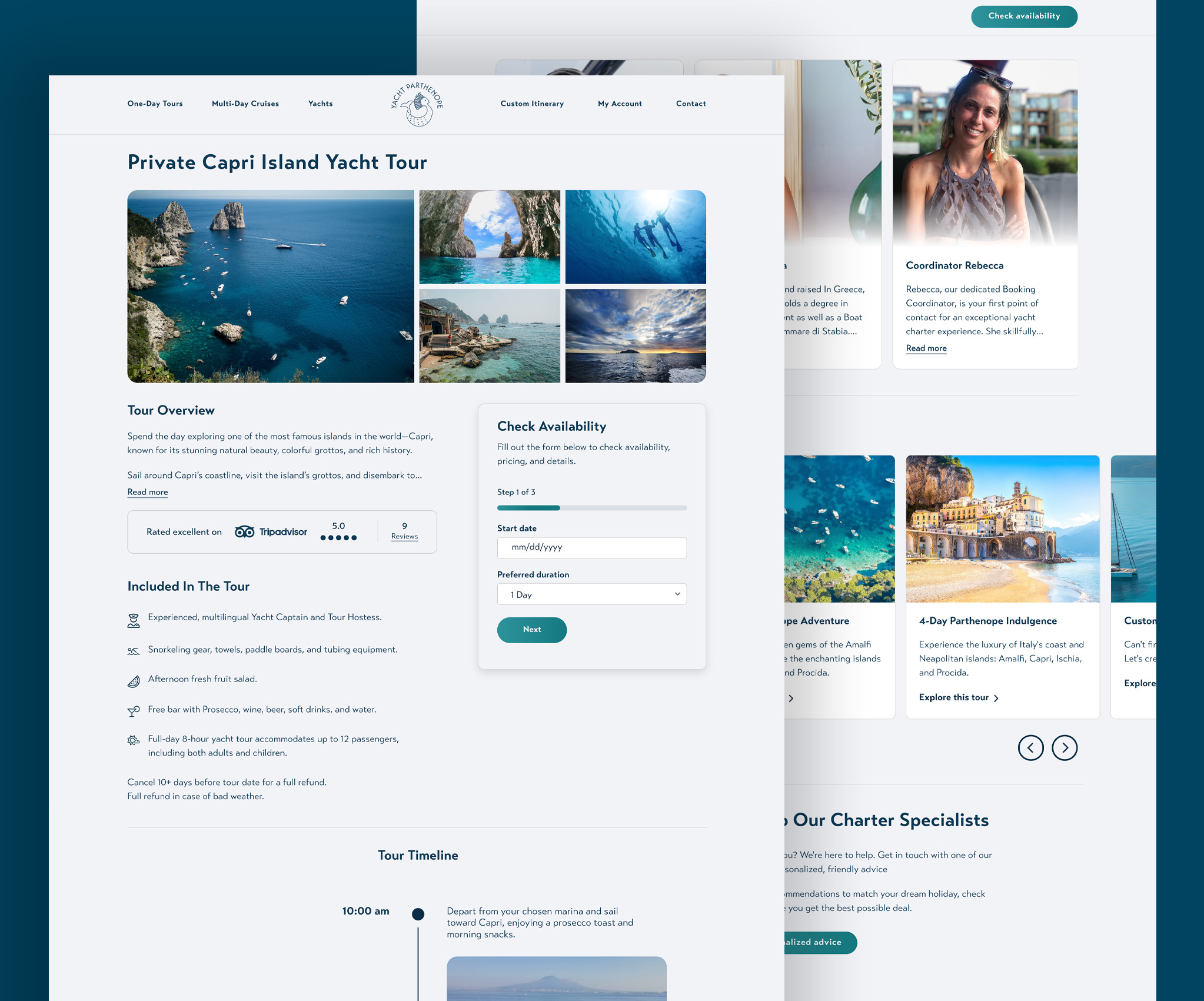 Yacht Parthenope desktop website screenshot
